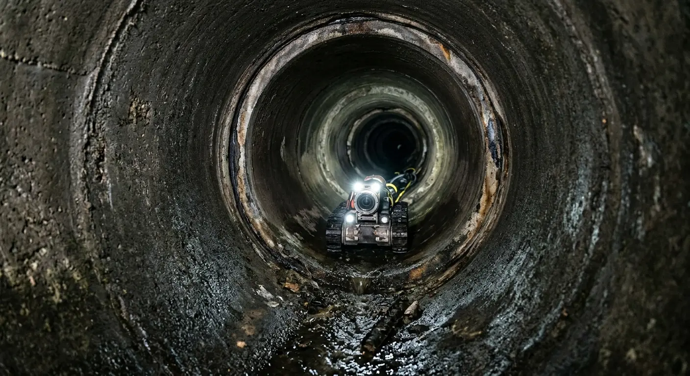 Robotic sewer camera inspecting pipe interior for Sewer Line Repair in Lake Magdalene